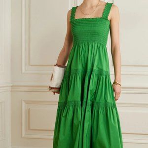 Green Tory Burch Smocked Tiered Dress